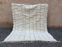 Custom handmade beni ourain rug - Cream checkered wool