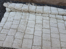 Custom handmade beni ourain rug - Cream checkered wool