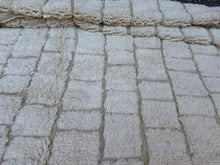 Custom handmade beni ourain rug - Cream checkered wool