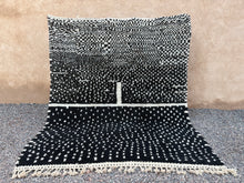 Custom black Moroccan wool rug - Cream dotted design