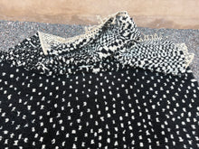 Custom black Moroccan wool rug - Cream dotted design