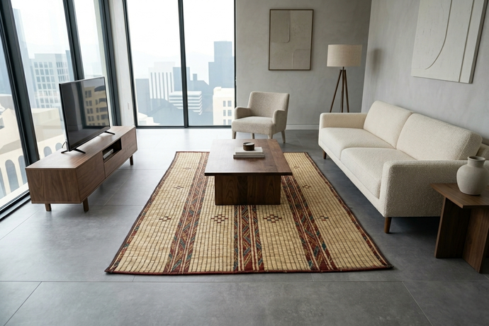 Tuareg Rug 3.1 x 5.3 ft - Handwoven Geometric Design