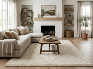 Custom beni ourain rug - Cream with subtle diamond lines