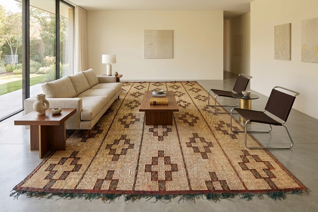 Tuareg Rug - Handwoven 9x15.9 ft | Bold Tribal Motif
