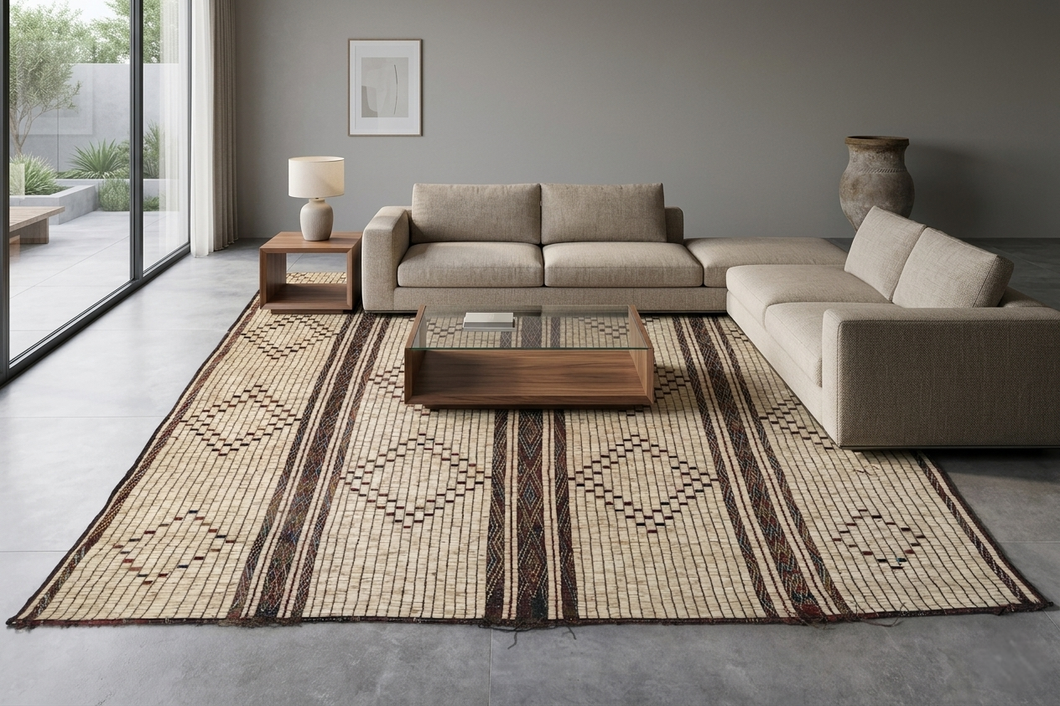 Tuareg Rug - Handwoven 7.3x8.3 ft | Geometric Artistry