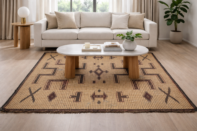 Tuareg Rug 3.7 x 3.7 ft - Handwoven Geometric Artistry
