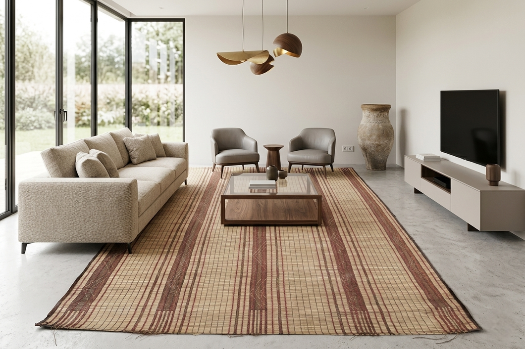 Authentic Tuareg Rug - 5.6 x 8.1 Feet | Handwoven Minimalist Style