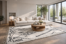 Ivory & black moroccan rug – Handmade wool berber rug-Custom size rug