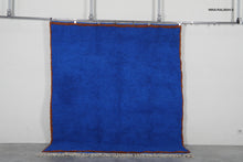 Custom Moroccan wool rug - Deep cobalt blue rug with warm rust border