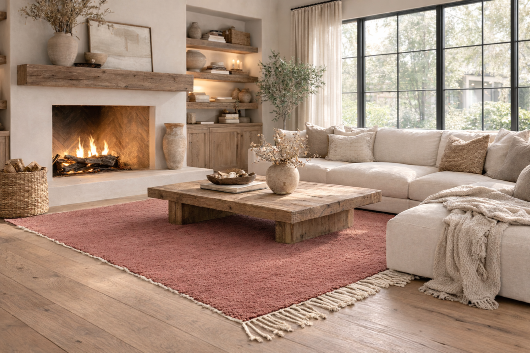 Custom Handmade Moroccan Rug - Elegant Solid Brown Wool Area Rug