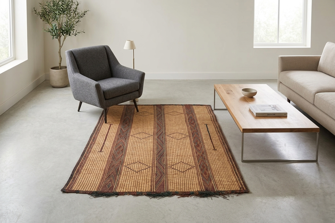 Tuareg Rug 3.5 x 4.2 ft - Handwoven Saharan Accent Rug