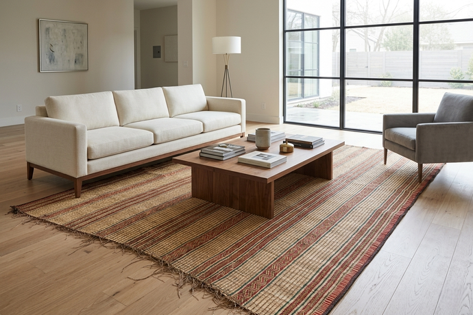 Tuareg Rug 6.3x9.7 ft | Handwoven Tribal Striped Mat