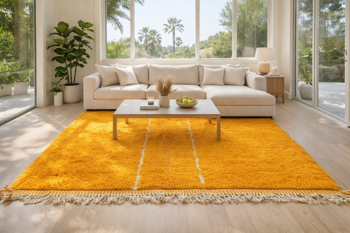Light Vibrant Orange Custom Moroccan Berber Rug - Handmade Wool Rug