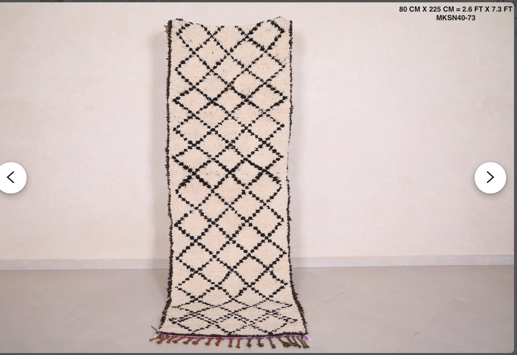Moroccan handmade rug 2.6 x 7.3 Feet + 5x7 rug