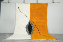 Modern Moroccan Rug – Custom Handwoven Carpet - Orange & White Minimalist Design