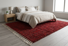 Red moroccan rug - Striped beni ourain wool rug - Custom size