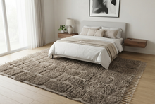 Stone Gray Moroccan Rug - Textured Geometric Beni Ourain Wool Rug - Custom size