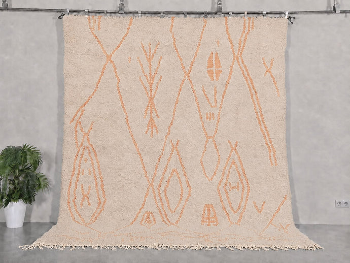 Beni Ourain Rug – Wool Berber Rug - Tan beige rug - custom size rug