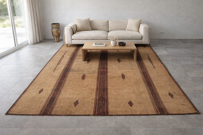 Tuareg rug - Handwoven reed mat - 7.4 FT X 11.3 FT