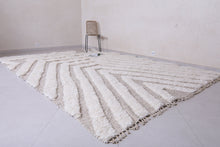Custom modern Moroccan wool rug - Cream & beige geometric