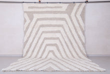 Custom modern Moroccan wool rug - Cream & beige geometric