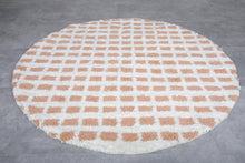 Moroccan Round rug - round rug grid - white rug - wool round rug - custom size rug