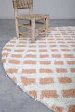 Moroccan Round rug - round rug grid - white rug - wool round rug - custom size rug