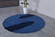 Custom handmade blue Moroccan round rug - Perfect for any room