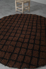 Brown Moroccan round rug - Custom handmade carpet