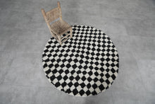 Black and white checkered Moroccan round rug - Custom handmade rug
