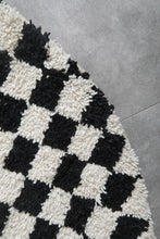 Black and white checkered Moroccan round rug - Custom handmade rug