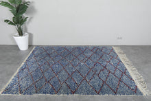 Blue moroccan rug – Beni ourain wool rug – Custom size rug
