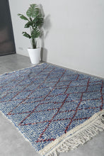 Blue moroccan rug – Beni ourain wool rug – Custom size rug