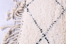 Beni ourain runner rug - Custom cream wool with black diamond lines