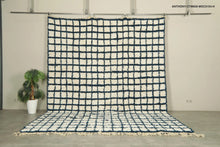 Moroccan checkered rug - Navy blue & cream - Custom size