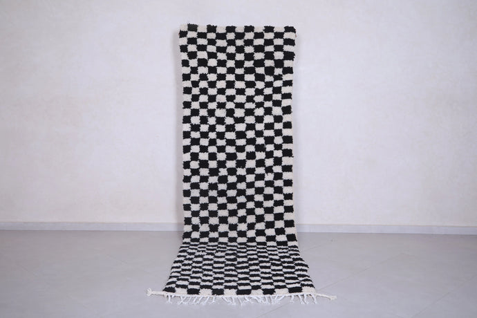 Black and white checkered runner rug - Custom wool size