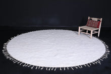 Elegant Moroccan round rug - Handmade white rug with tassels