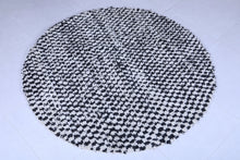 Black and white round checkered rug - Handmade Moroccan carpet