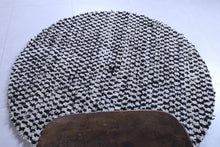 Black and white round checkered rug - Handmade Moroccan carpet