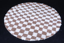 Checkered round Moroccan rug - Handmade custom carpet
