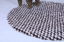 Moroccan round rug - Brown checkered berber design