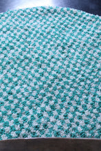 Handmade round green checkered rug - Modern Moroccan wool carpet