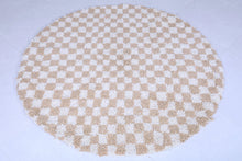 Custom Moroccan round rug - Beige checkered carpet