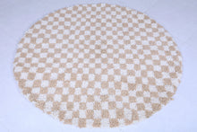 Custom Moroccan round rug - Beige checkered carpet