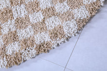 Custom Moroccan round rug - Beige checkered carpet