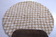 Custom Moroccan round rug - Beige checkered carpet
