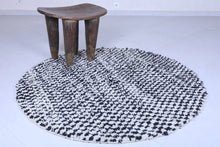 Black and white round checkered rug - Handmade Moroccan carpet