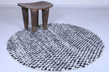Black and white round checkered rug - Handmade Moroccan carpet