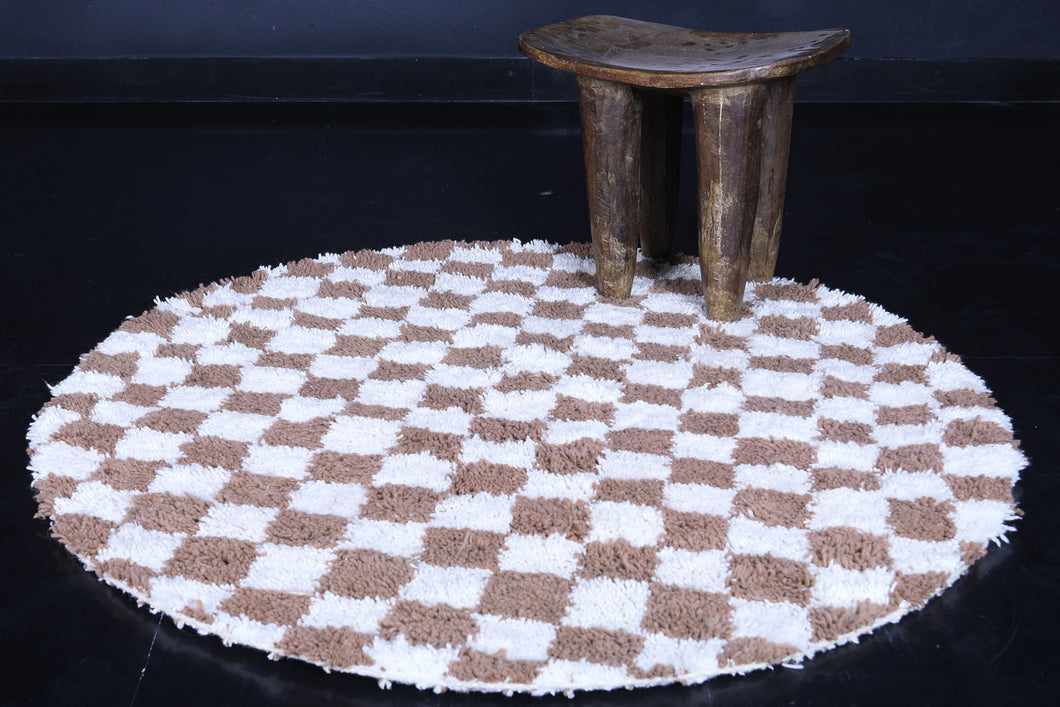 Checkered round Moroccan rug - Handmade custom carpet