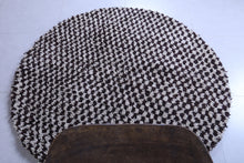Moroccan round rug - Brown checkered berber design